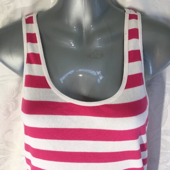 Old Navy Womens Hot Pink White Stripe Scoop-Neck Sleeveless Tank Top Size S - Picture 2 of 11